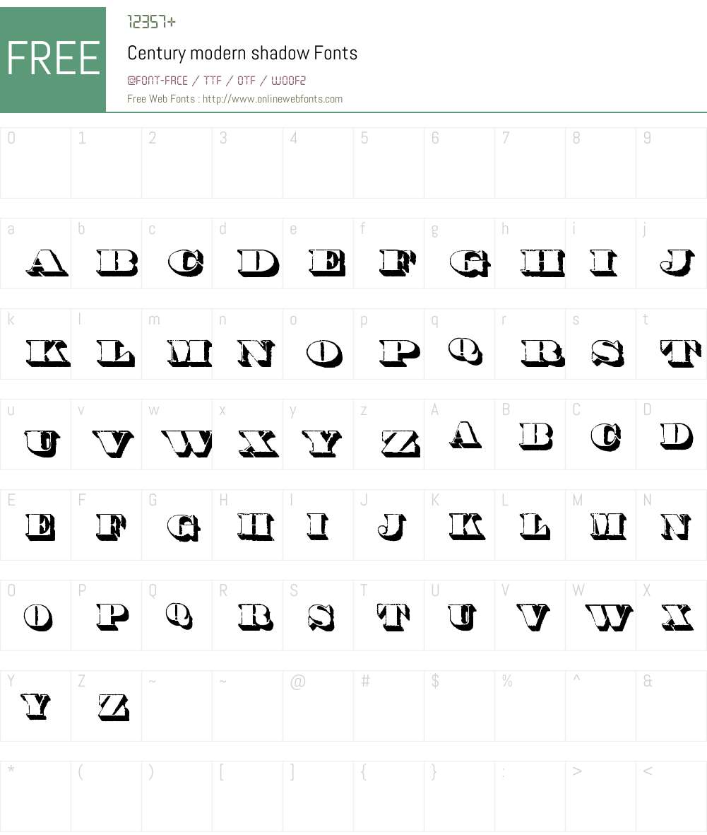Century modern shadow Font Screenshots