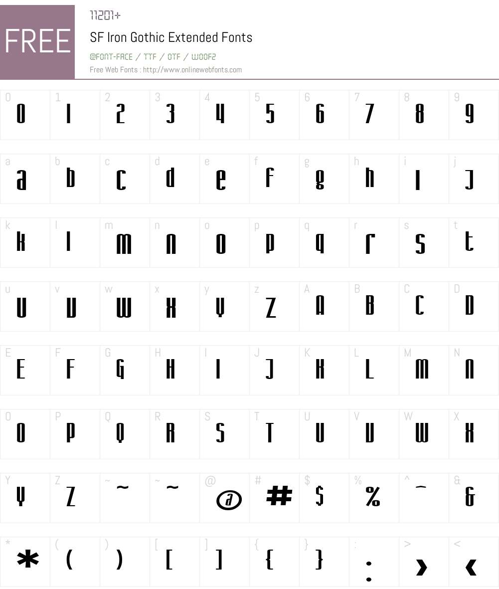 SF Iron Gothic Extended Font Screenshots