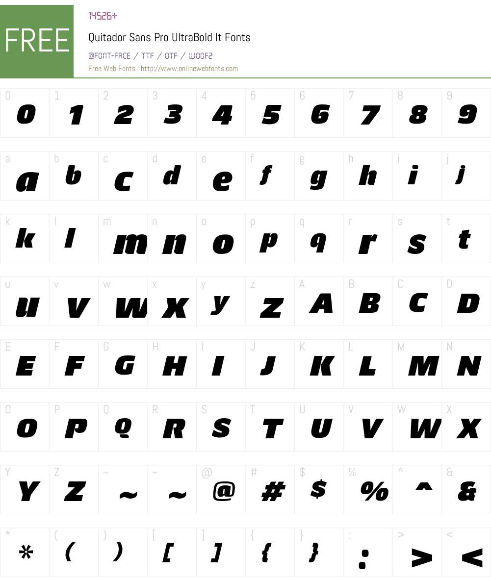 Quitador Sans Pro UltraBold Font Screenshots