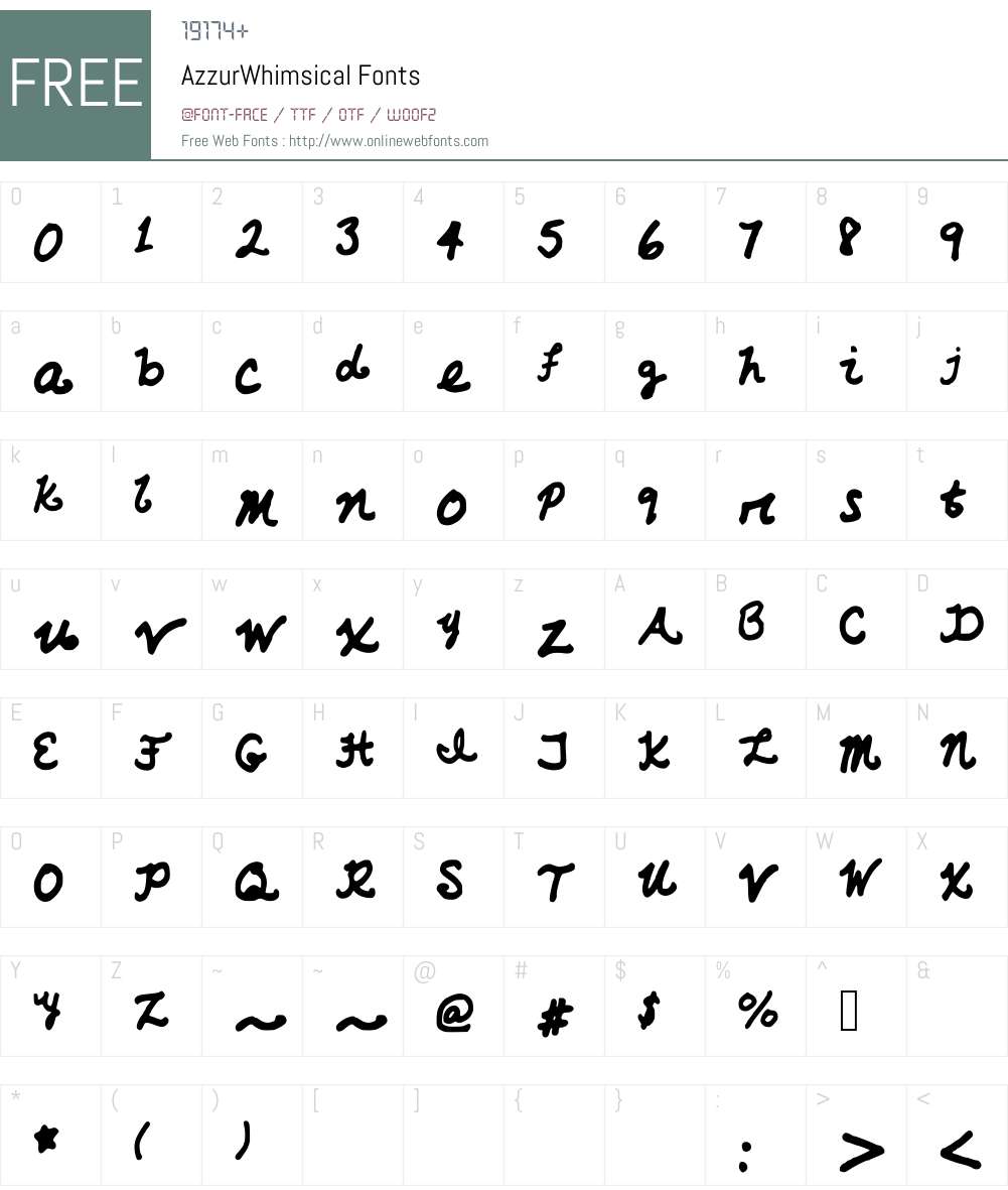 AzzurWhimsical Font Screenshots