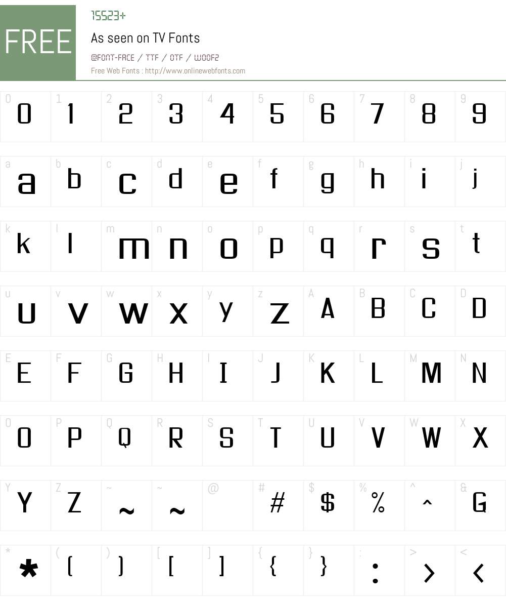 As seen on TV Font Screenshots