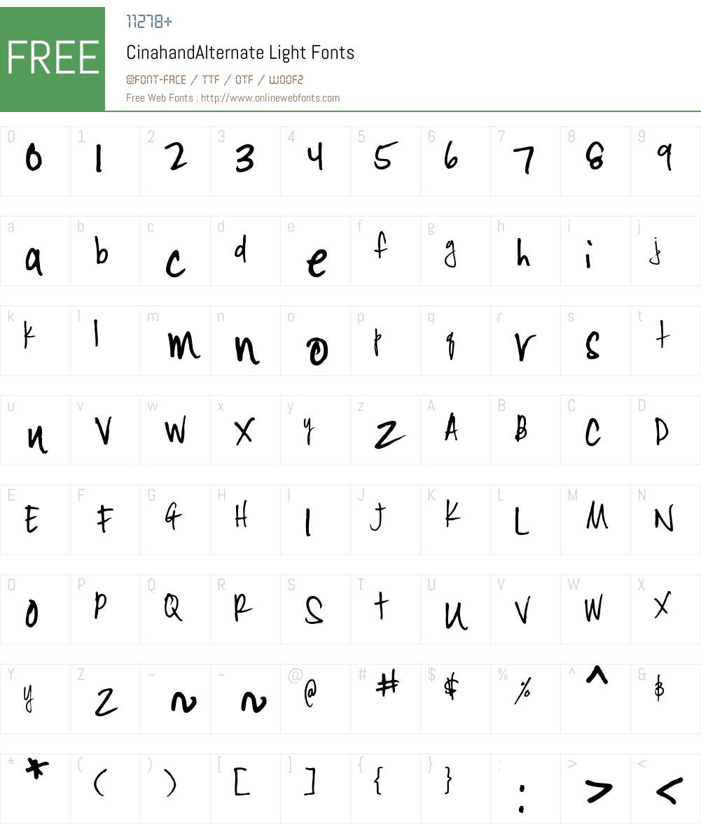 CinahandAlternate Font Screenshots