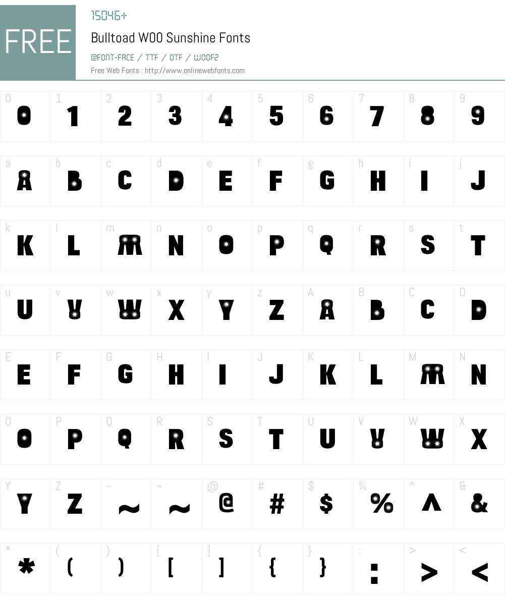 BulltoadW00-Sunshine Font Screenshots