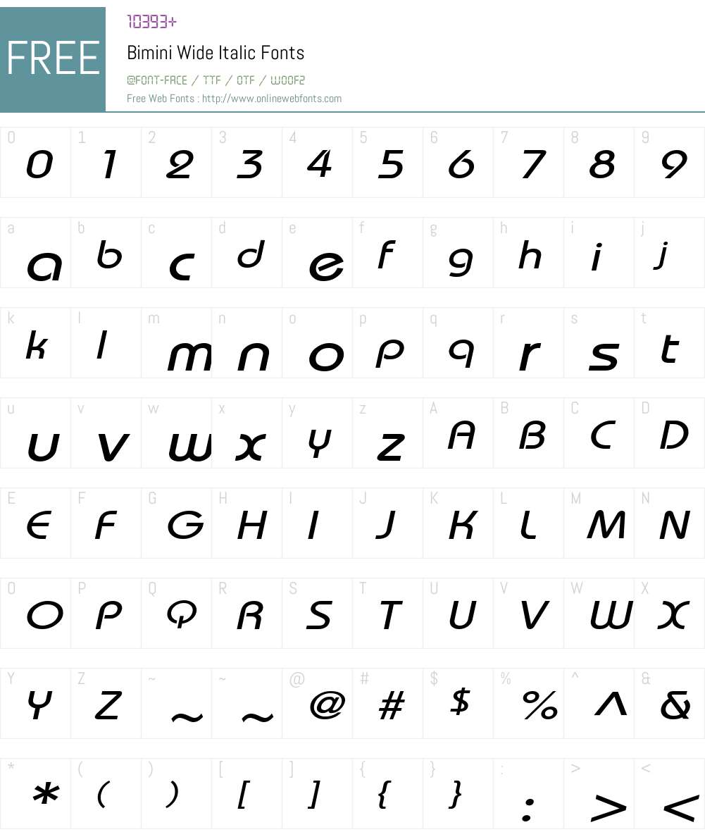 Bimini Wide Font Screenshots