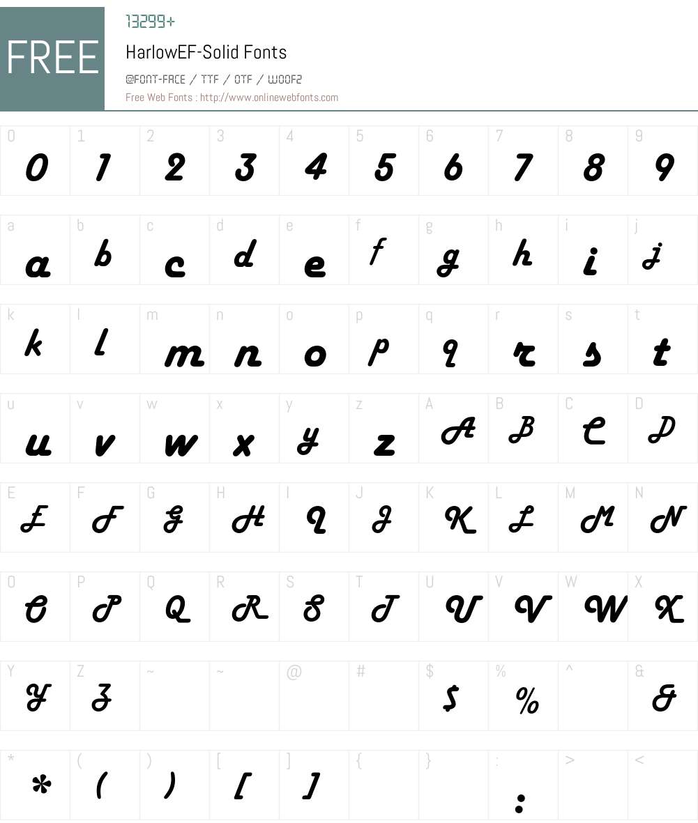 HarlowEF-Solid Font Screenshots