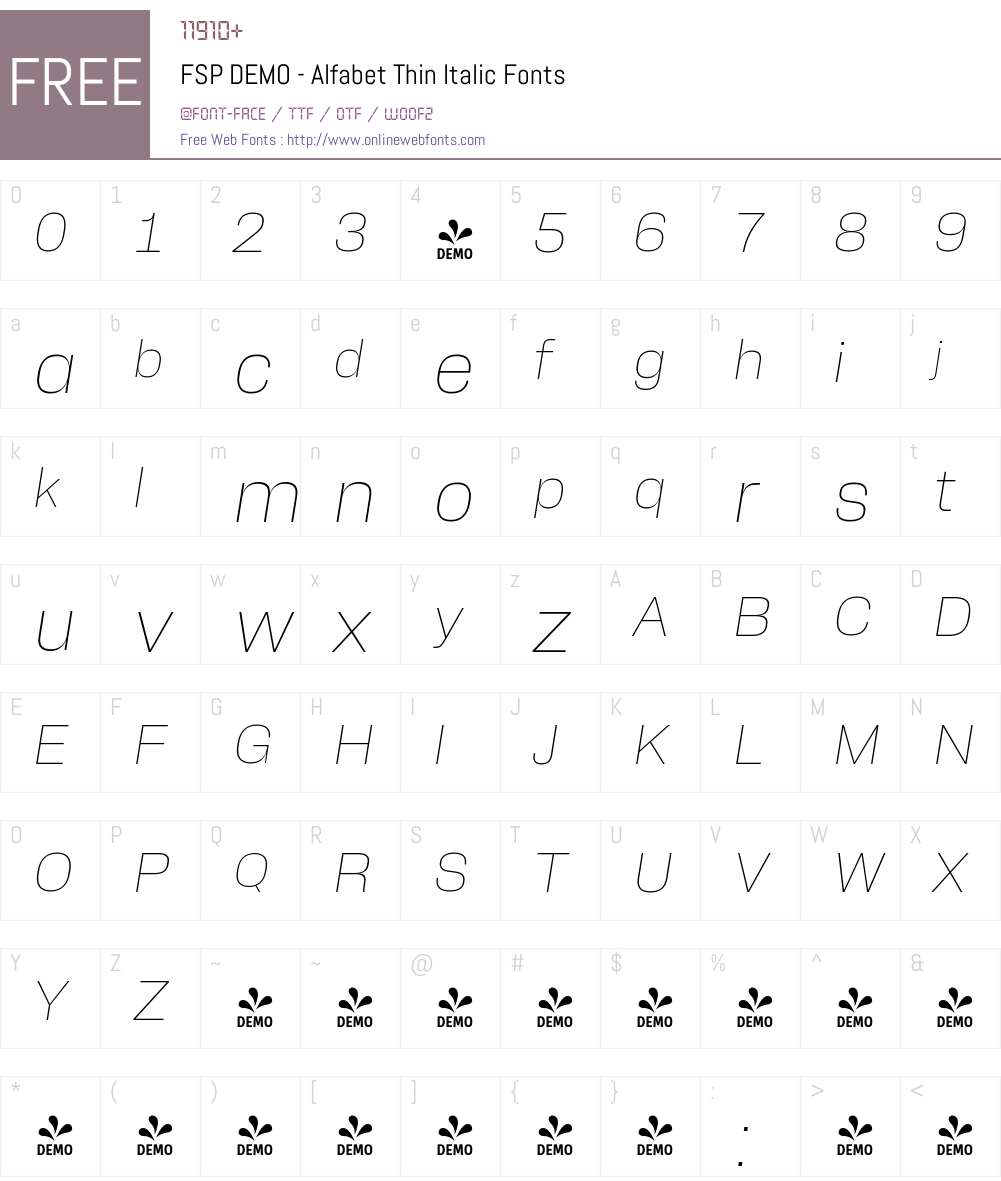 FSP DEMO - Alfabet Thin 2.000;FEAKit 1.0 Fonts Free Download ...