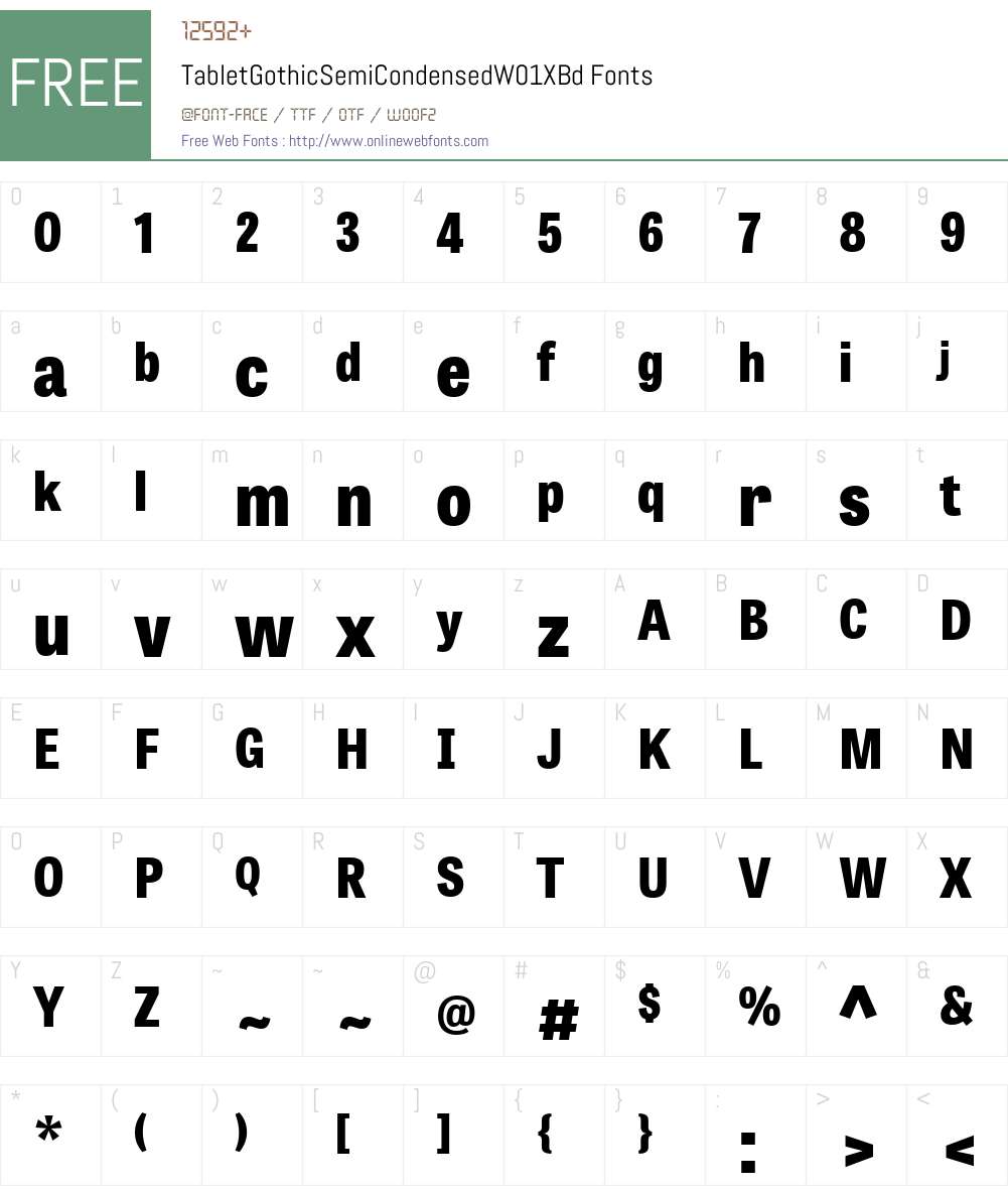 TabletGothicSemiCondensedW01-XBd Font Screenshots