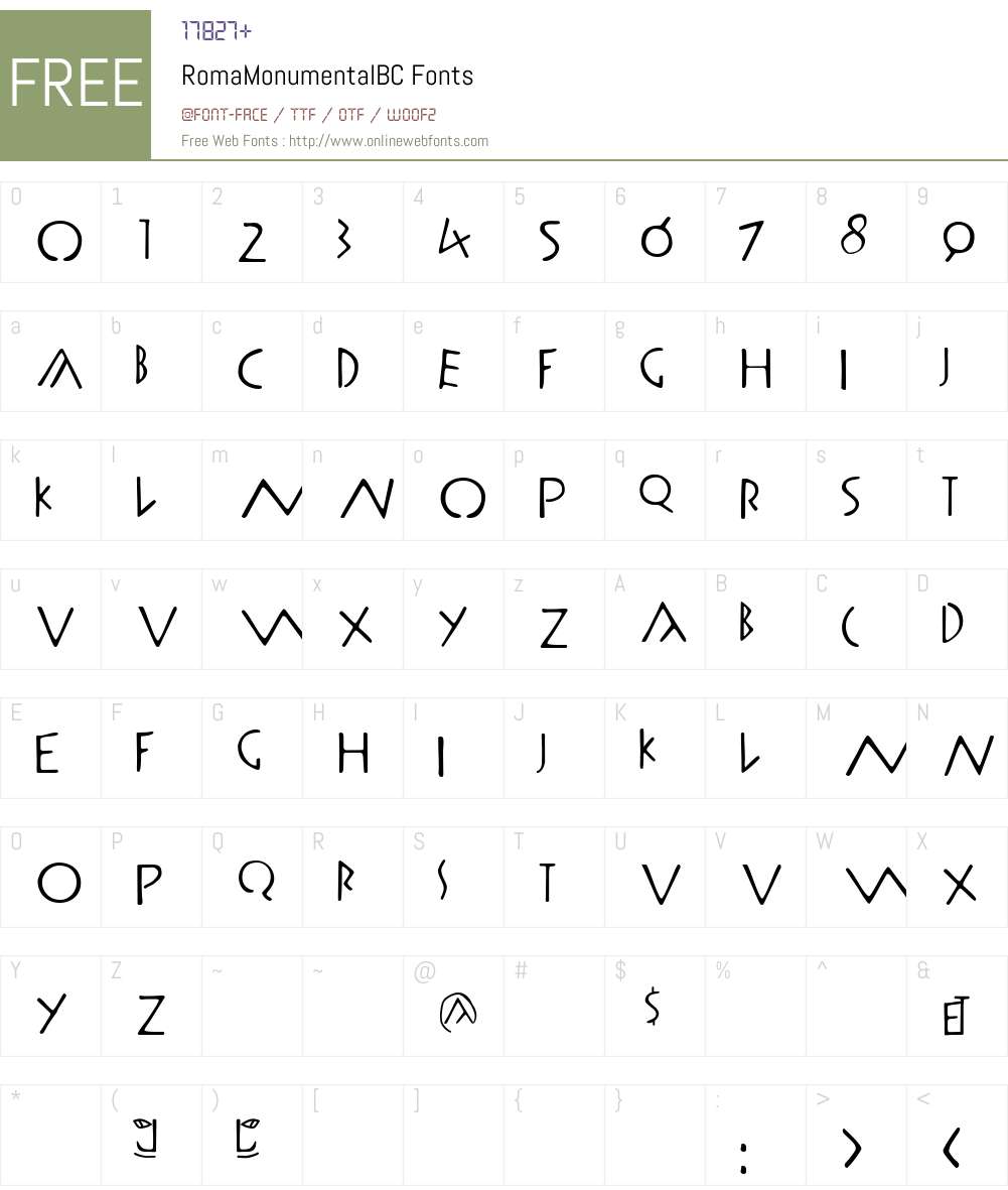 RomaMonumentalBC Font Screenshots
