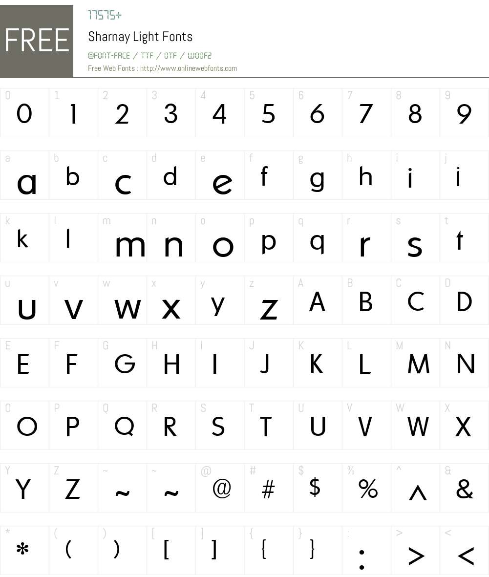 Sharnay Light Font Screenshots