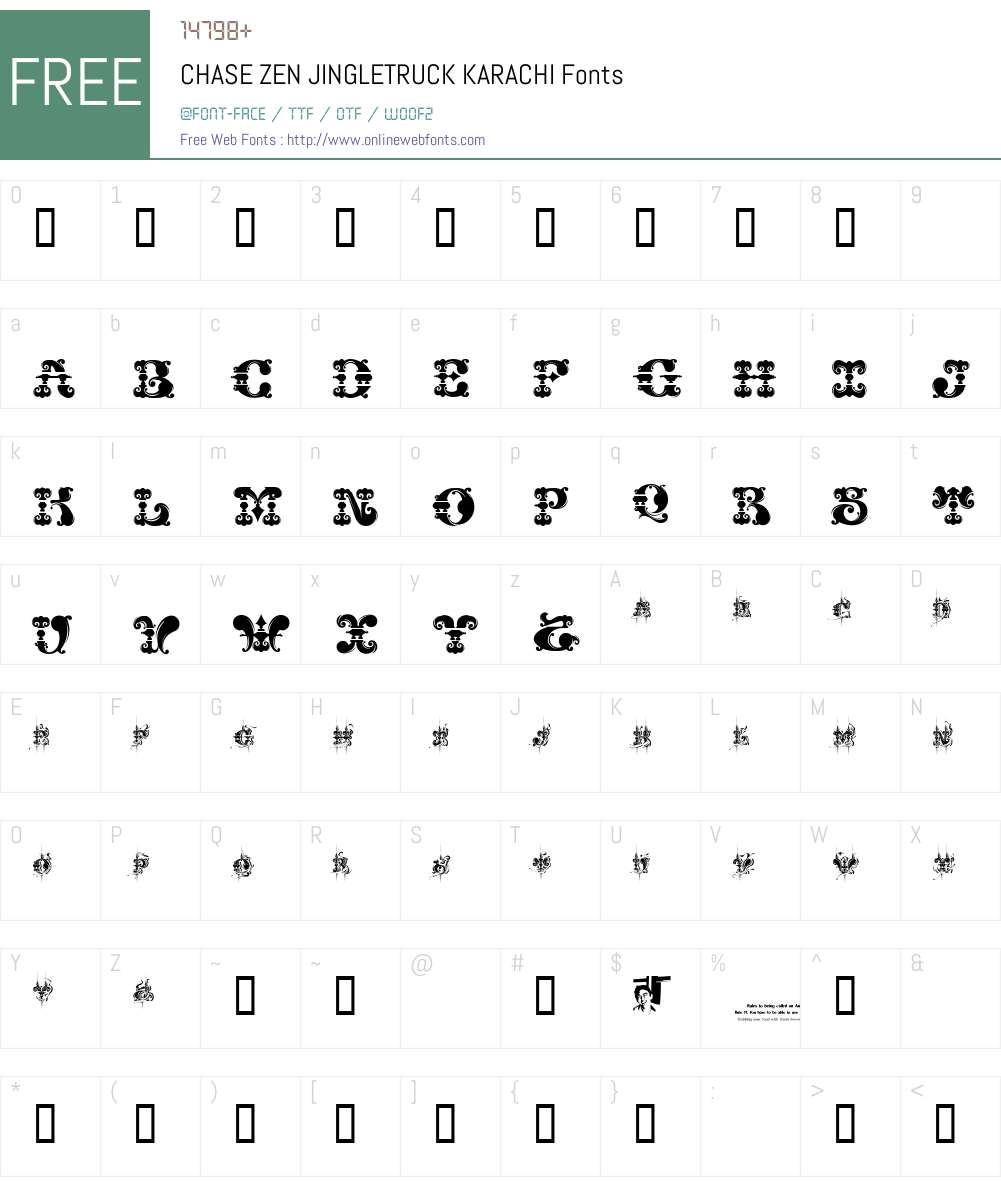 CHASE ZEN JINGLETRUCK KARACHI Font Screenshots