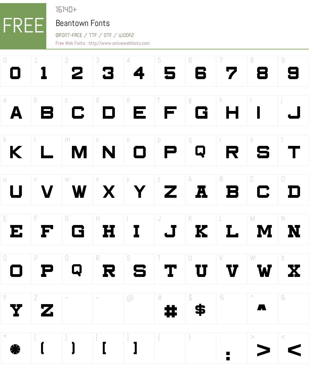 Beantown Font Screenshots