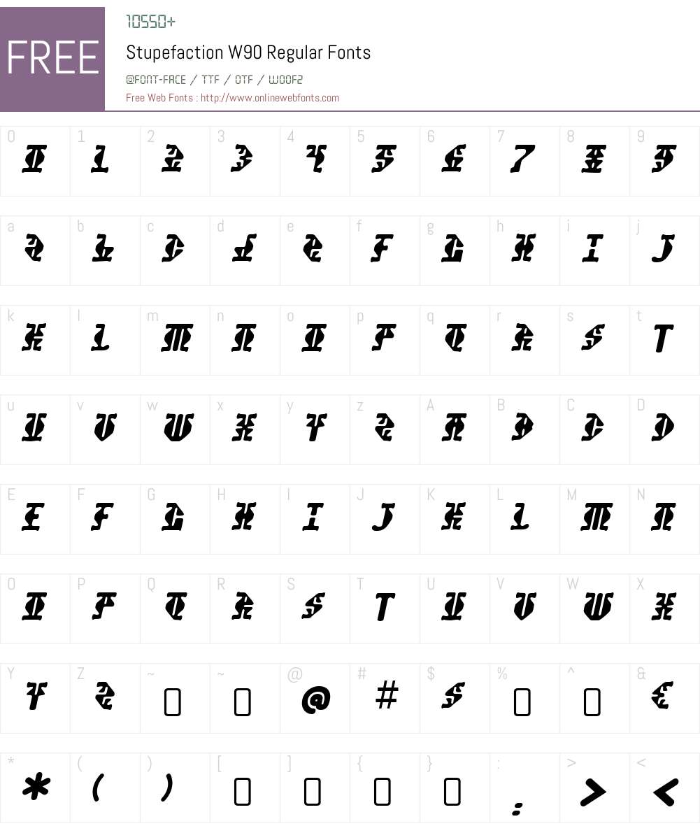 StupefactionW90-Regular Font Screenshots