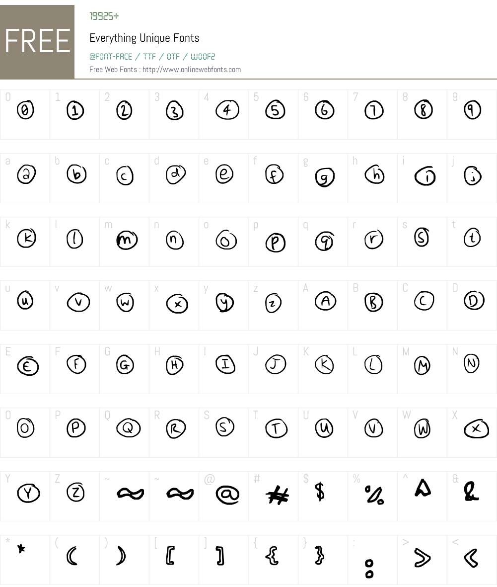 Everything Unique Font Screenshots