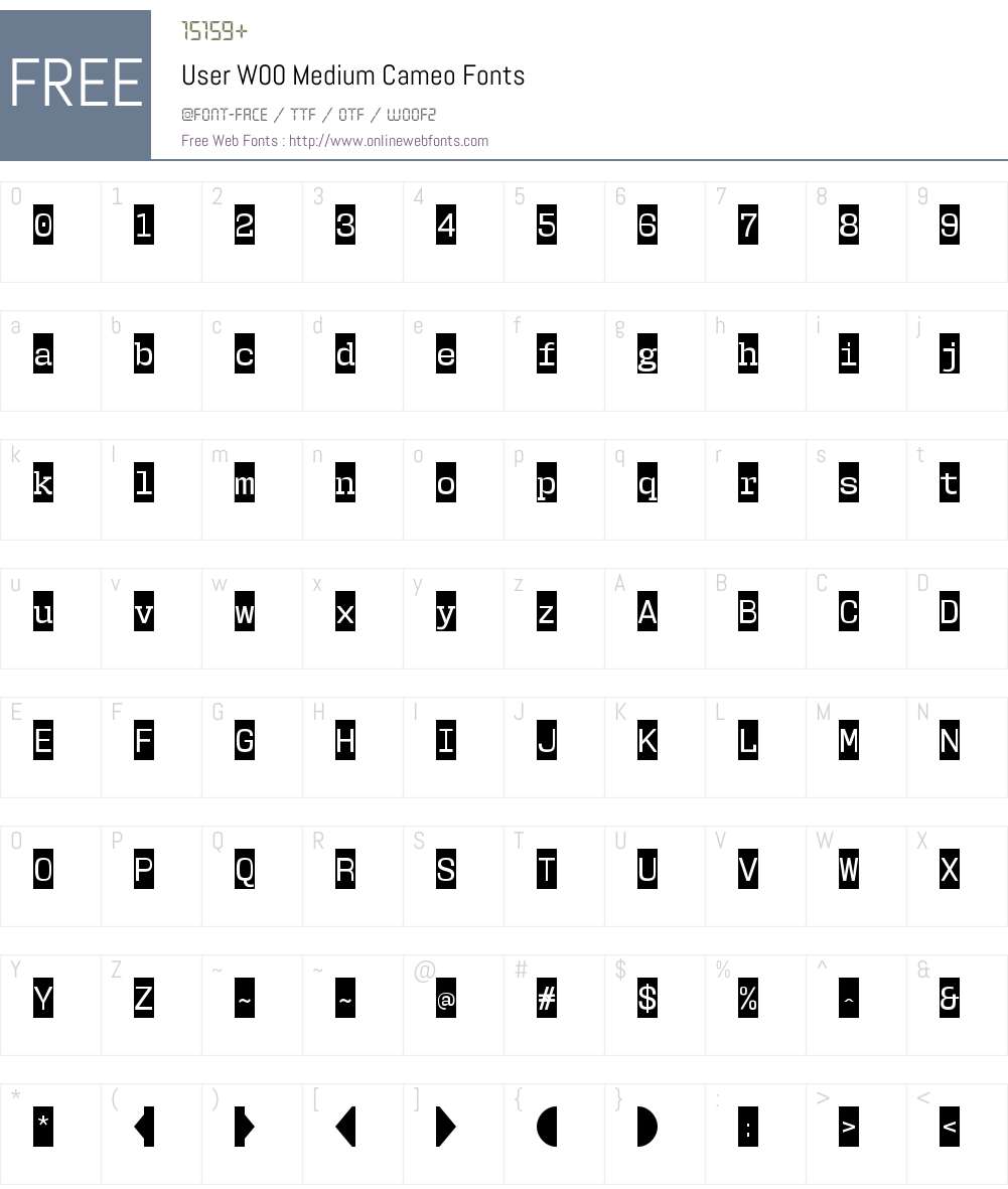 UserW00-MediumCameo Font Screenshots