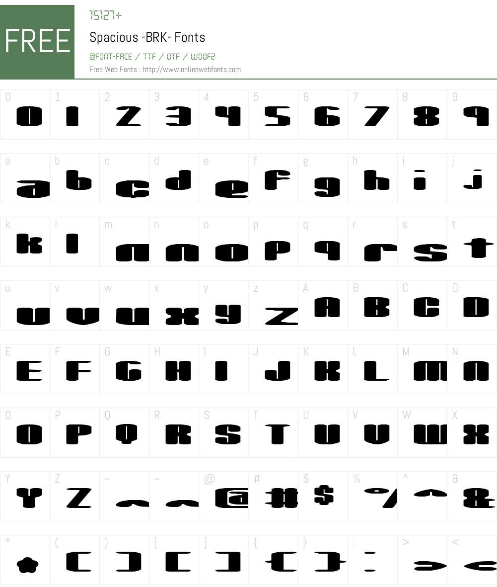Spacious (BRK) Font Screenshots