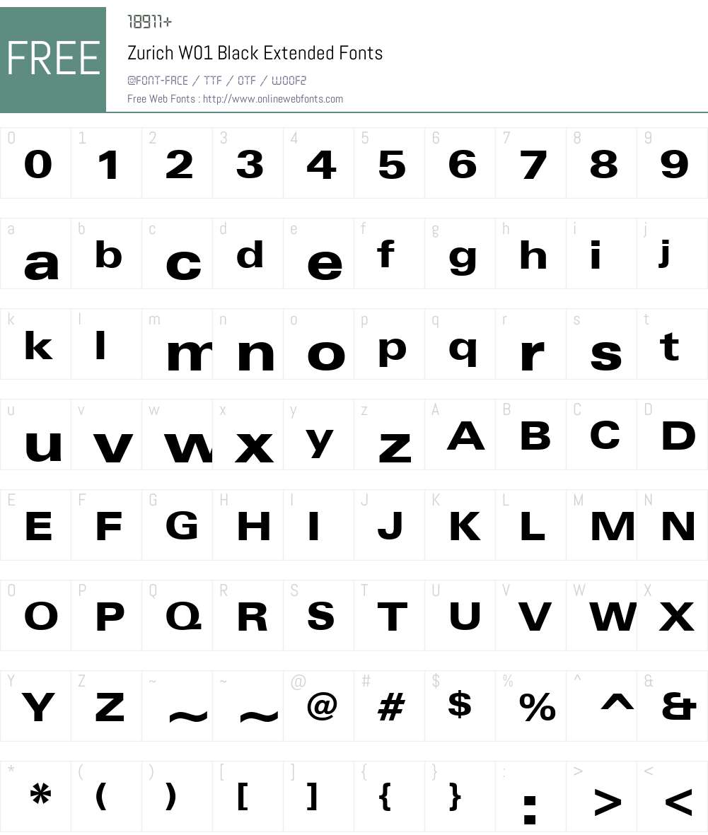 ZurichW01-BlackExtended Font Screenshots