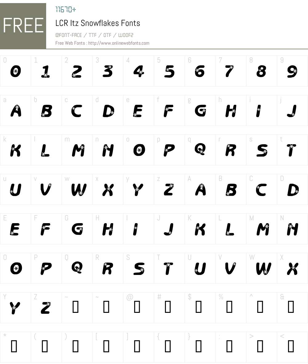 LCR Itz Snowflakes Font Screenshots