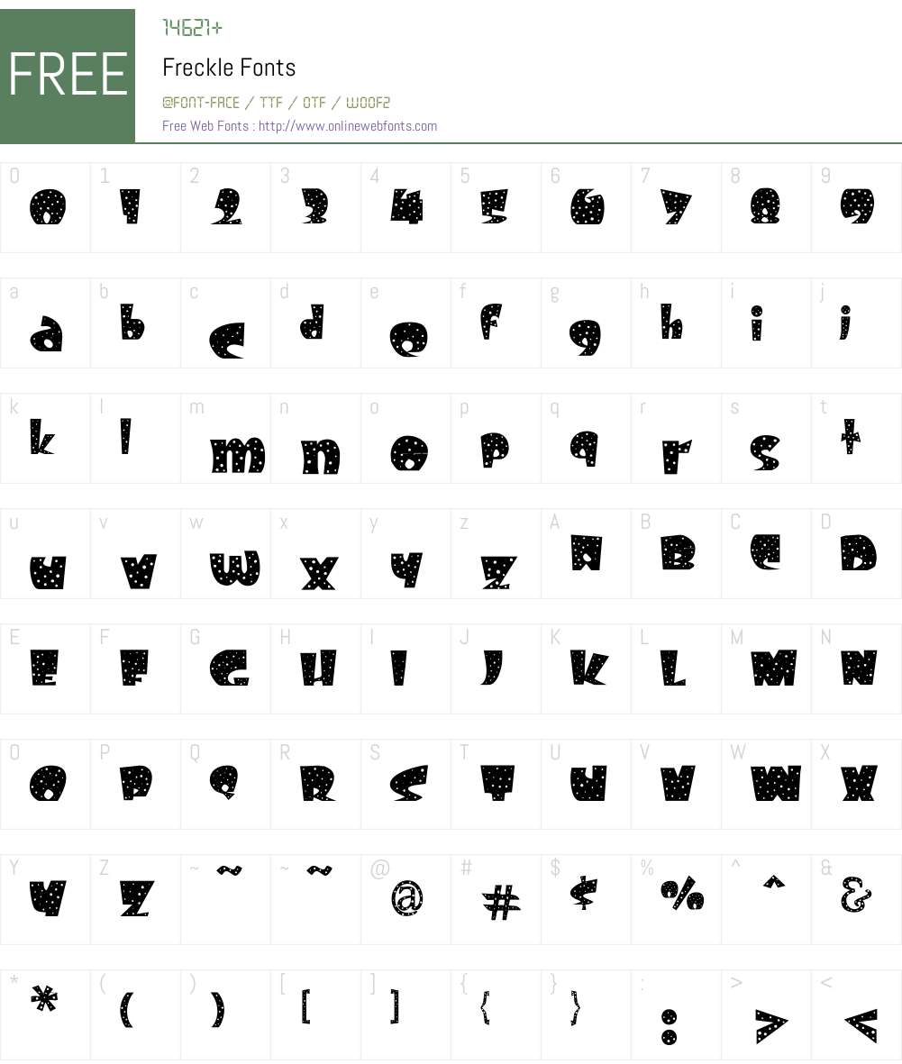 Freckle Font Screenshots
