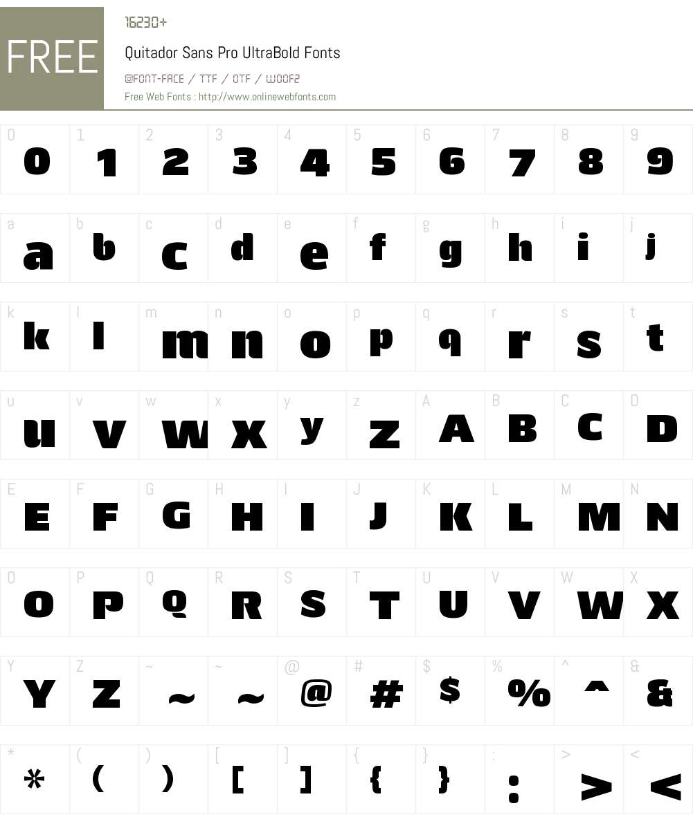 Quitador Sans Pro UltraBold Font Screenshots
