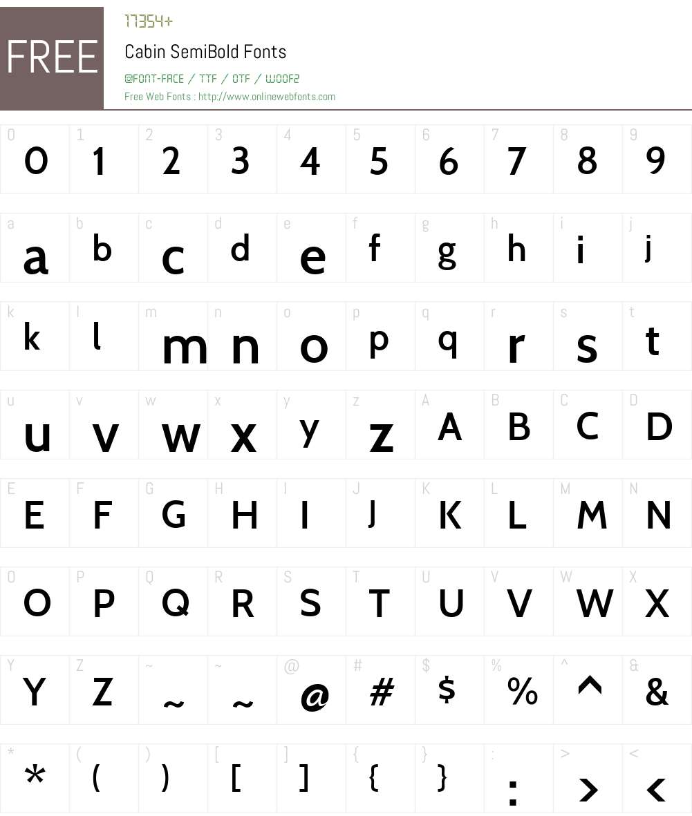 Cabin Font Screenshots