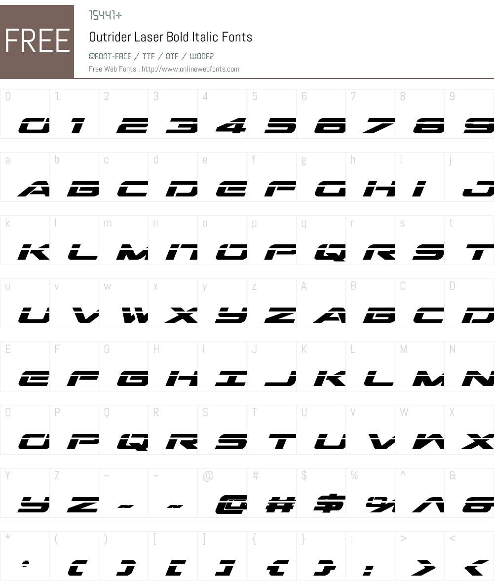 Outrider Laser Bold Italic Font Screenshots