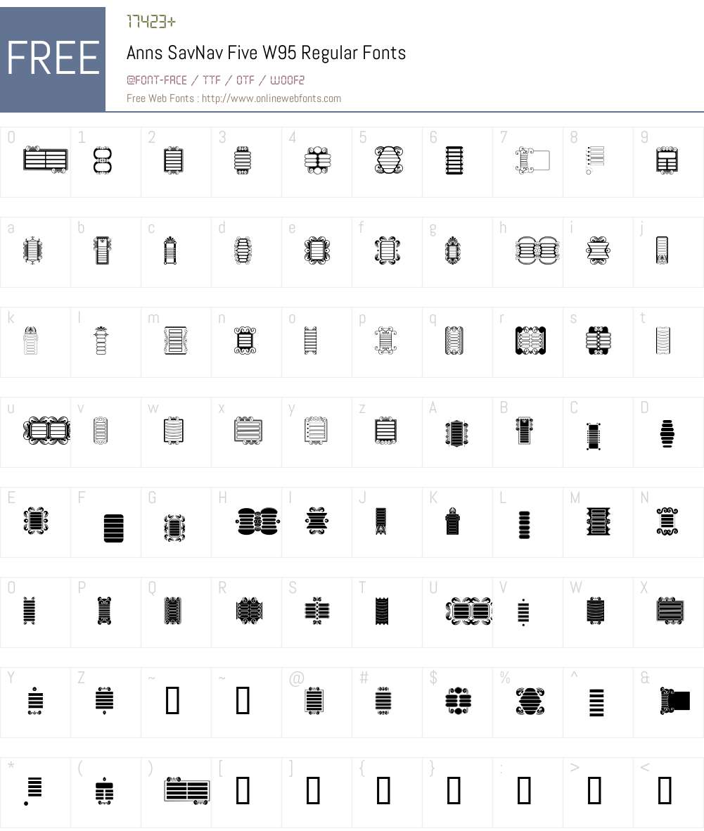 Ann's SavNav Five Font Screenshots