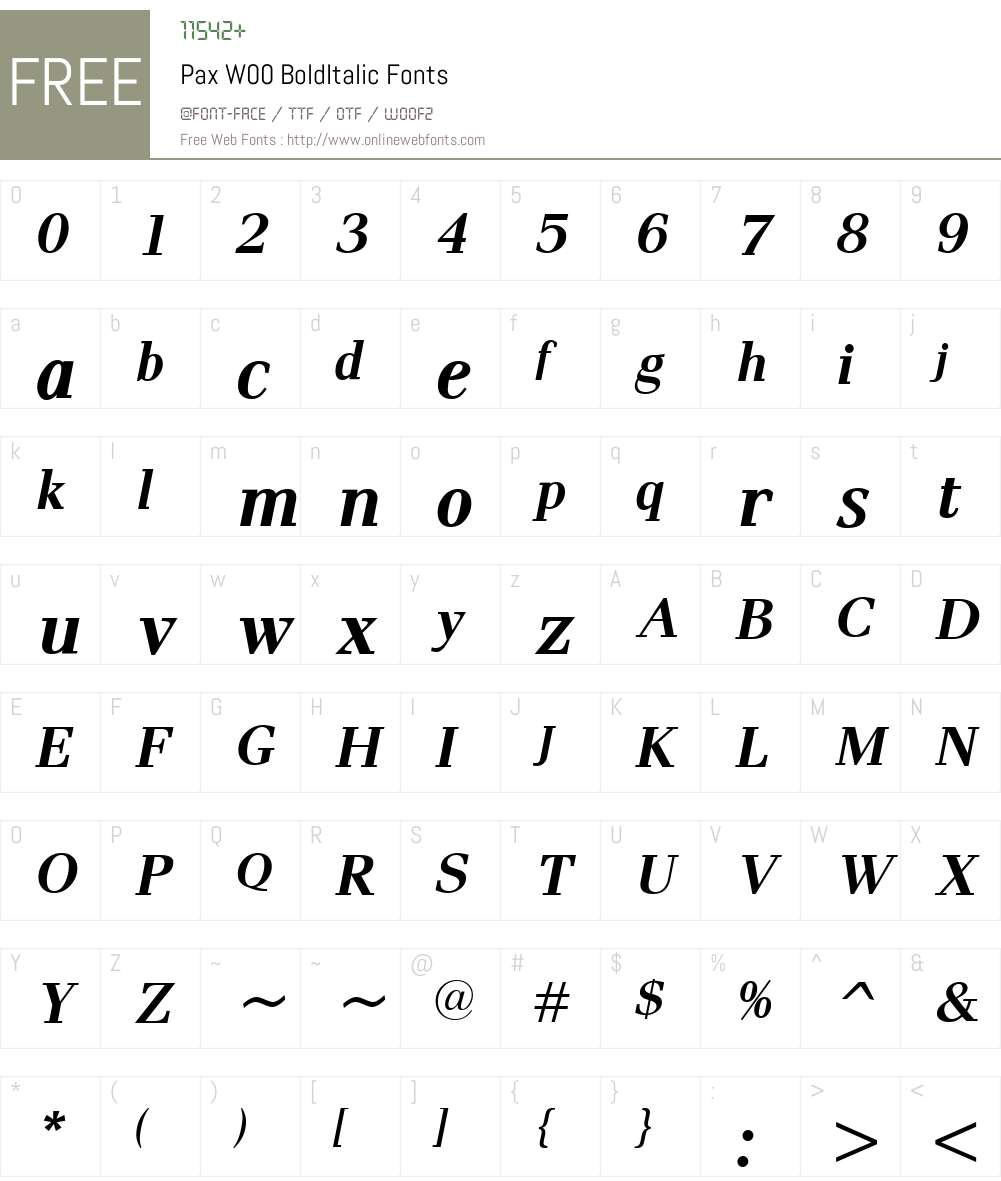 PaxW00-BoldItalic Font Screenshots