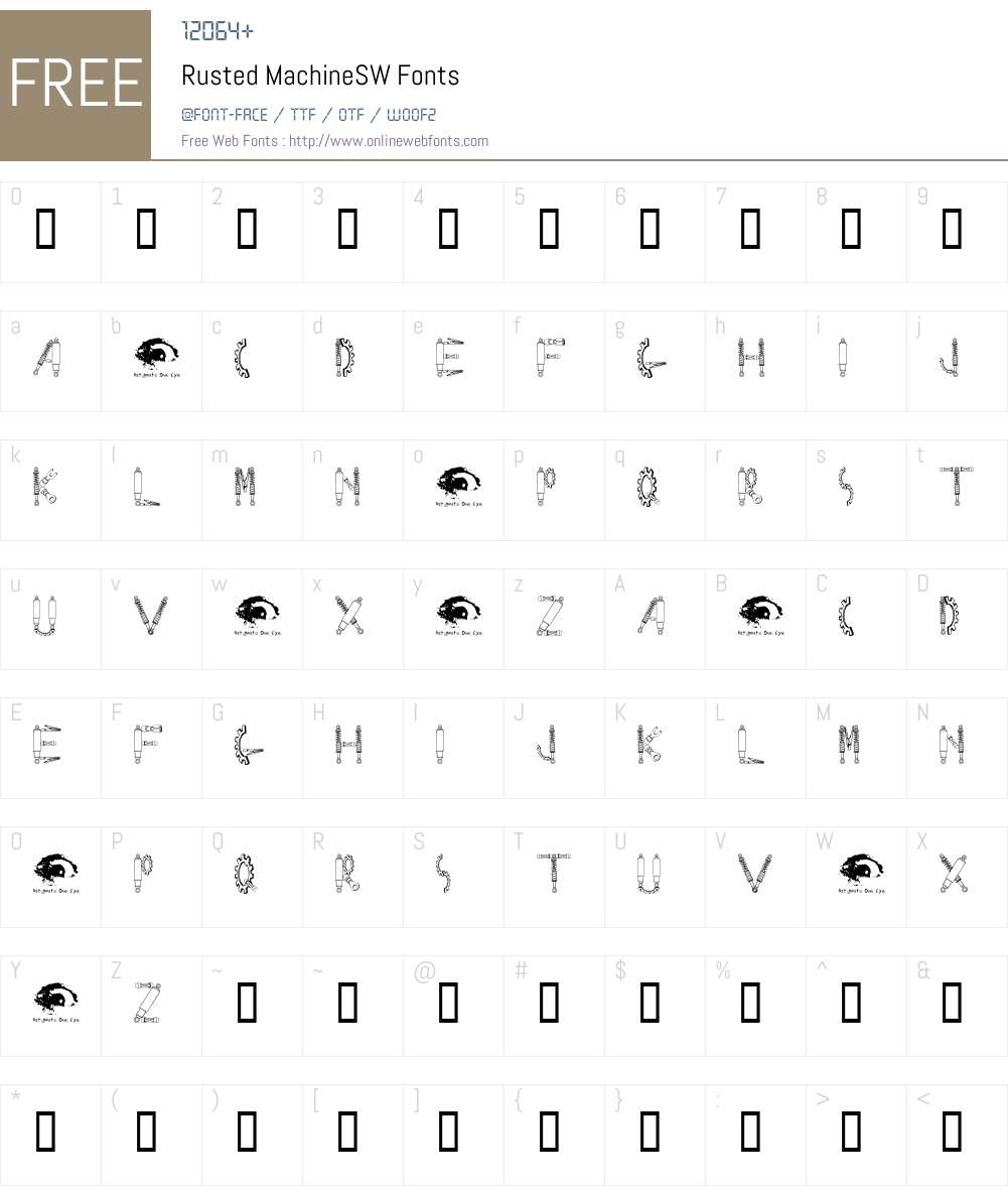 Rusted MachineSW Font Screenshots