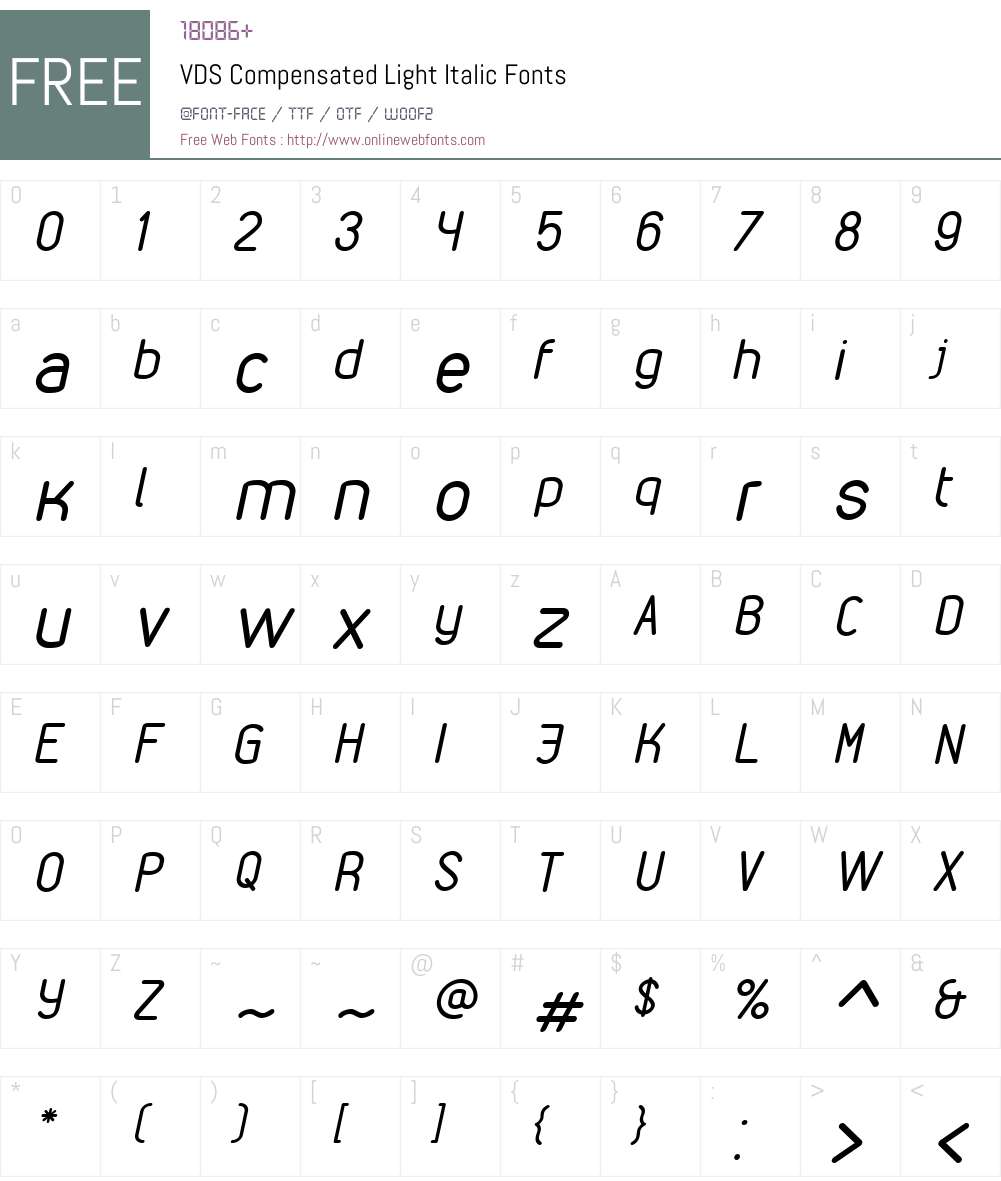 VDS Compensated Font Screenshots