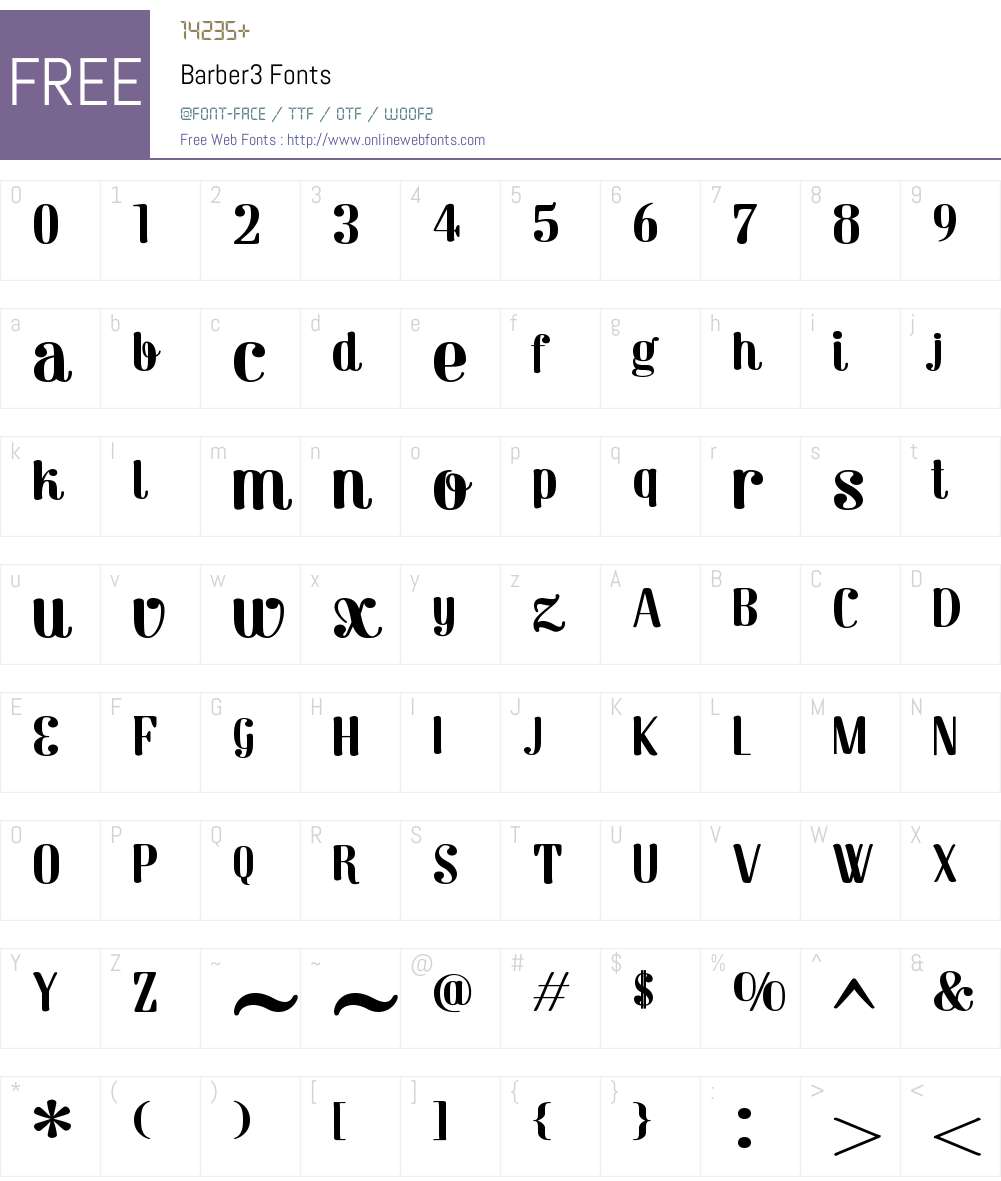 Barber 3 Font Screenshots