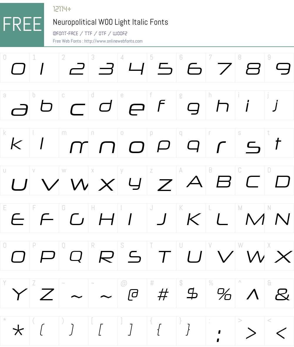 NeuropoliticalW00-LightIt Font Screenshots