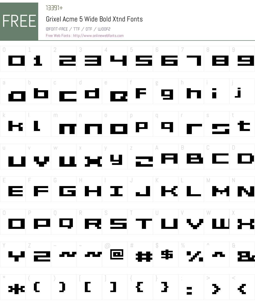 Grixel Acme 5 Wide Bold Xtnd Font Screenshots