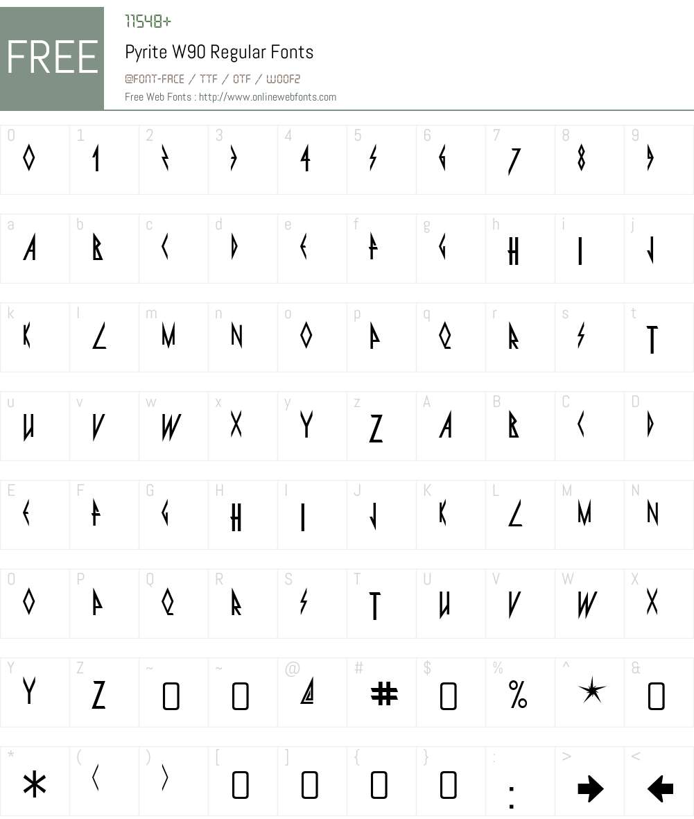 PyriteW90-Regular Font Screenshots