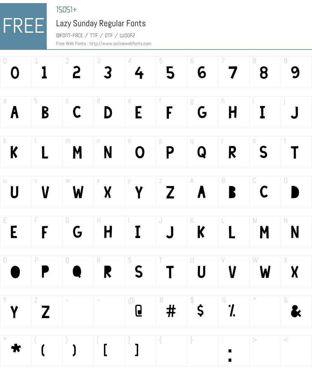 Lazy Sunday Font Screenshots