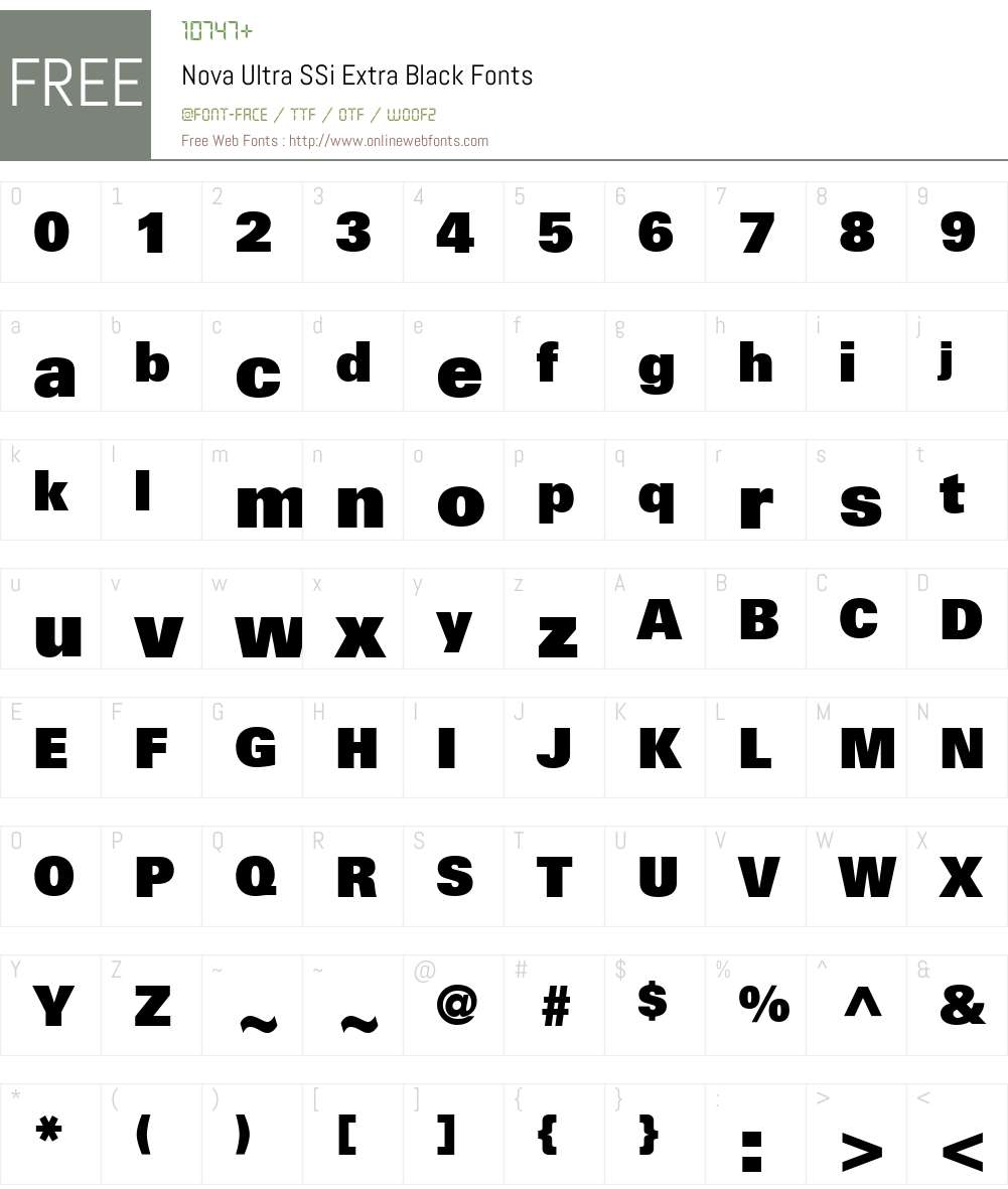 Nova Ultra SSi Font Screenshots