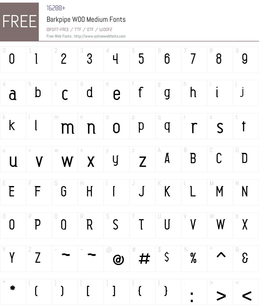 BarkpipeW00-Medium Font Screenshots