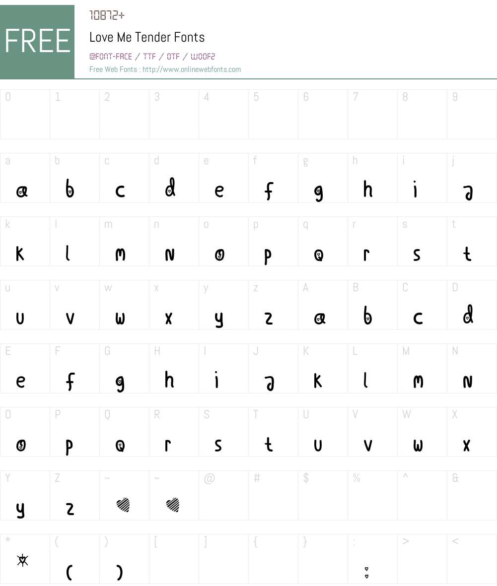 Love Me Tender Font Screenshots