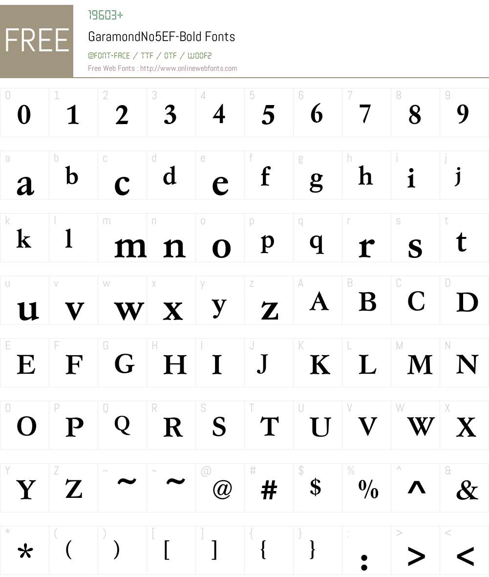 GaramondNo5EF-Bold Font Screenshots