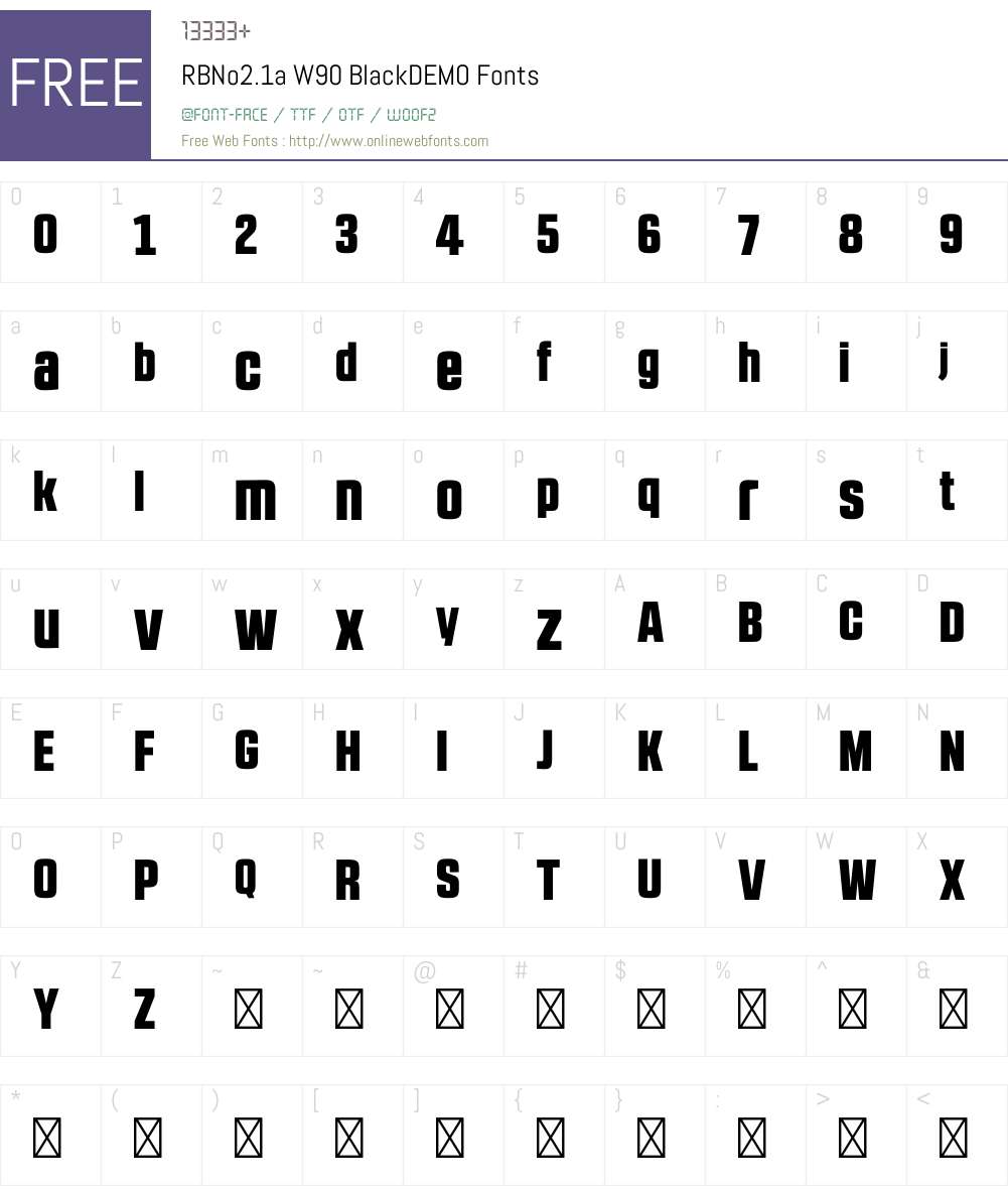 RBNo2.1aW90-BlackDEMO Font Screenshots