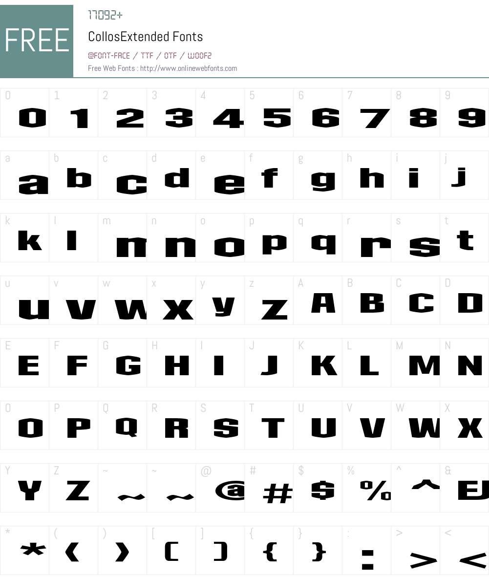 Collos Font Screenshots