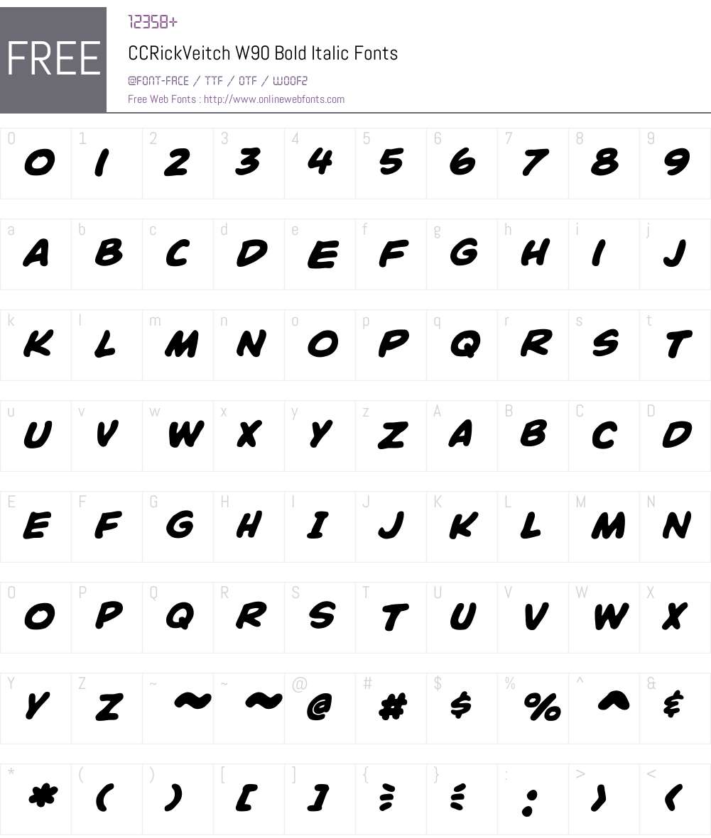 CCRickVeitchW90-BoldItalic Font Screenshots