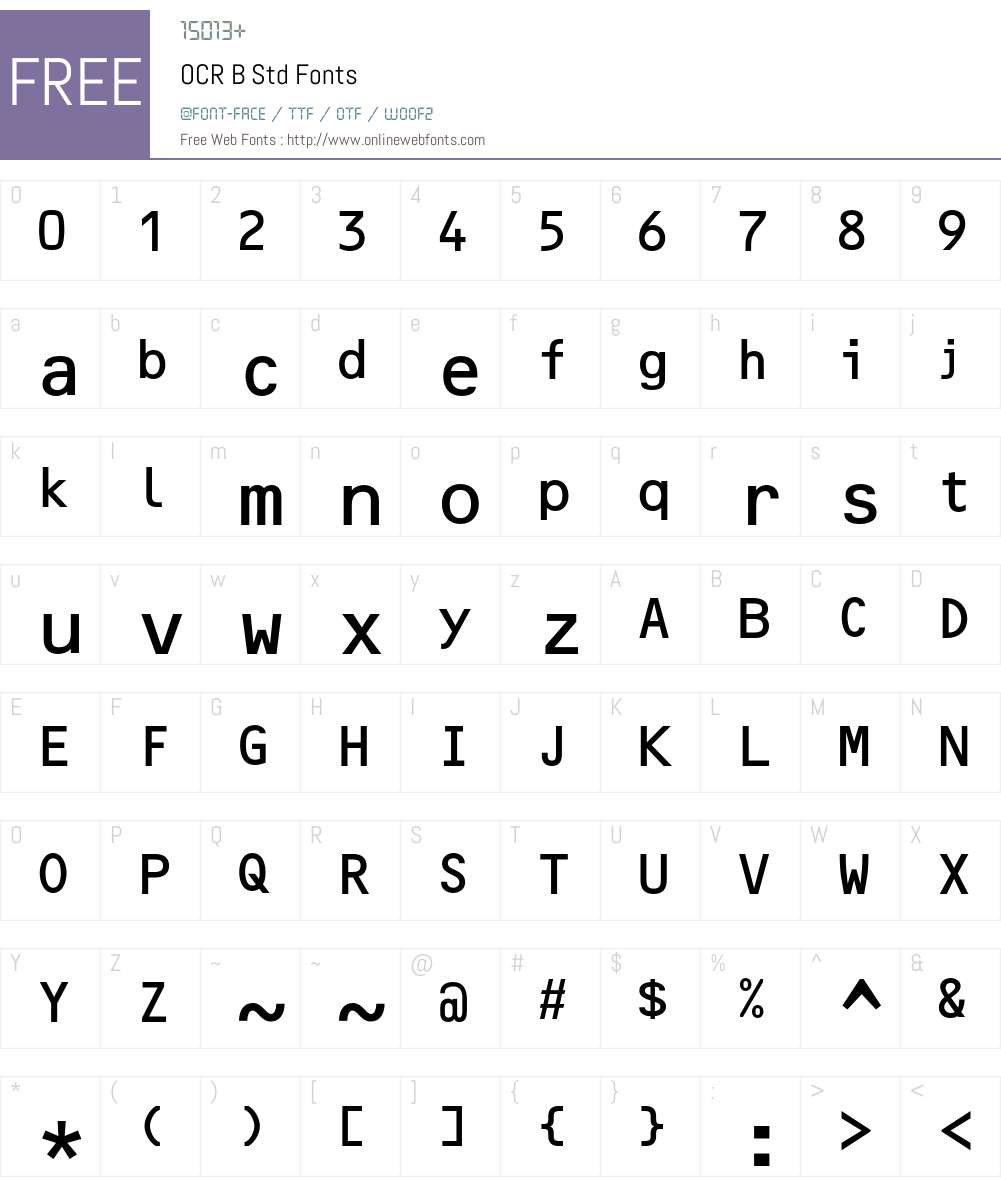 OCR B Std Font Screenshots