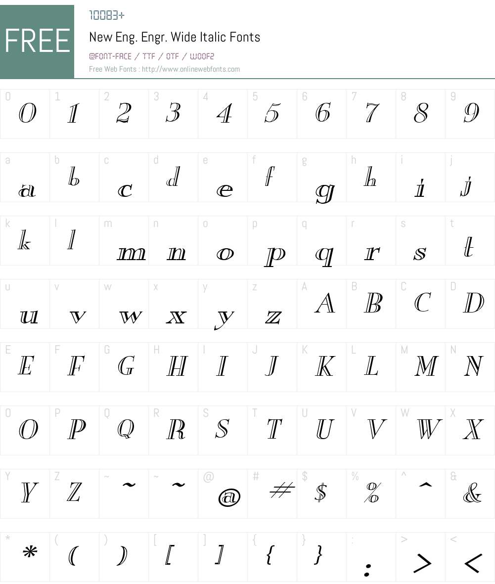 New Eng. Engr. Wide Font Screenshots