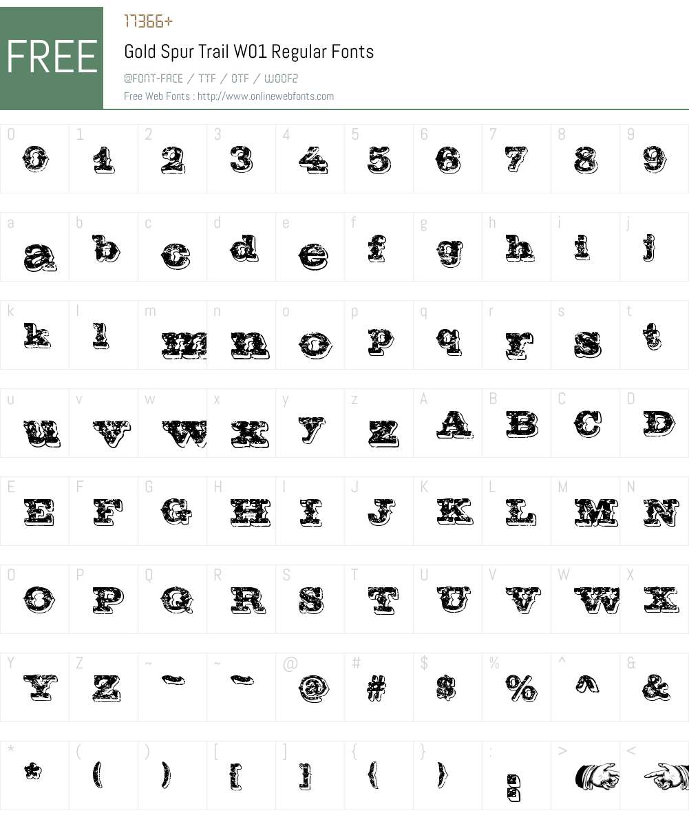 GoldSpurTrailW01-Regular Font Screenshots