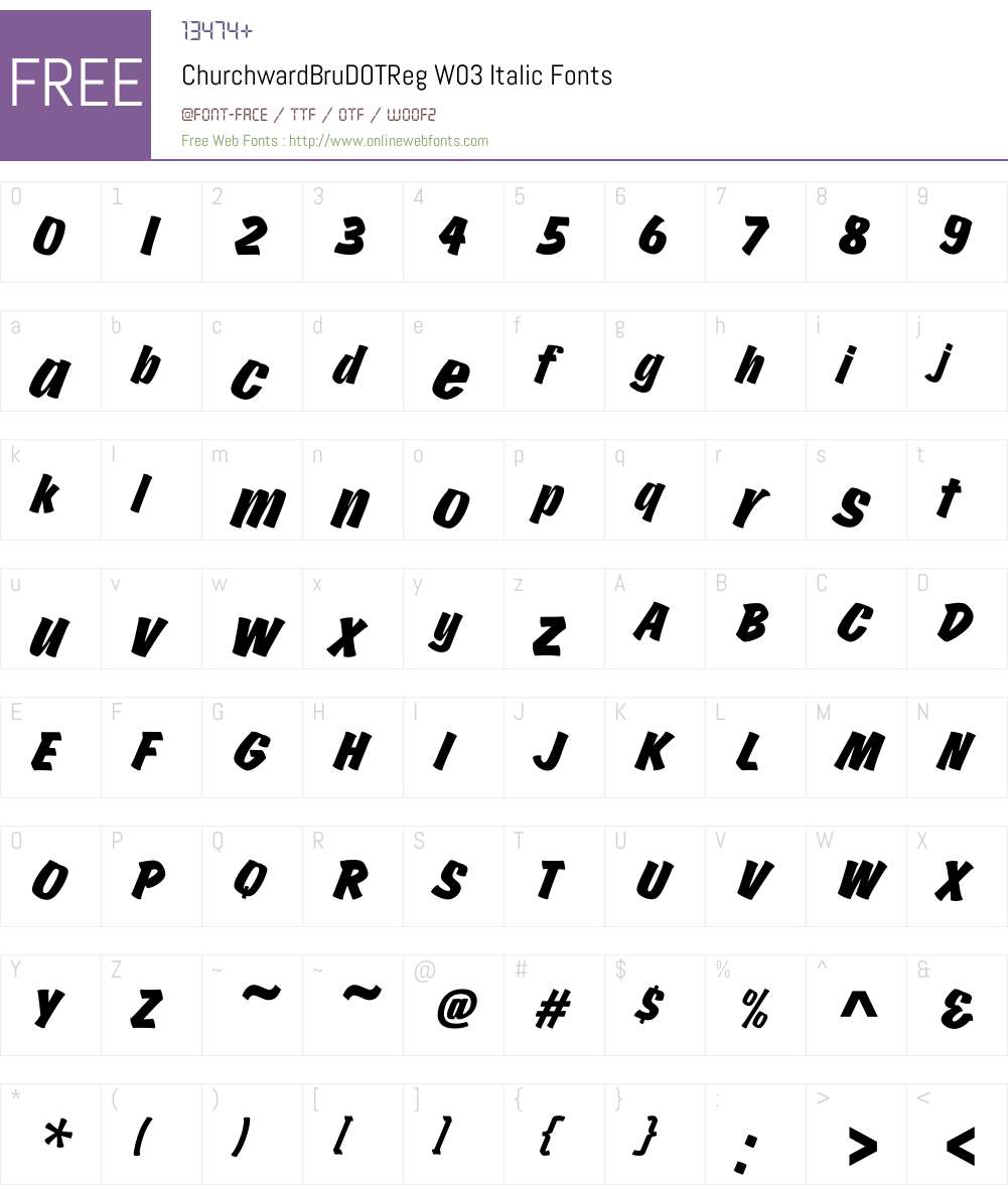 Churchward Brush Font Screenshots