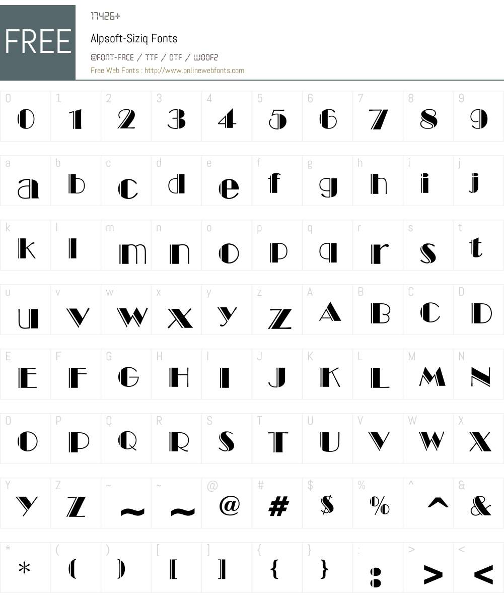 Alpsoft-Siziq Font Screenshots