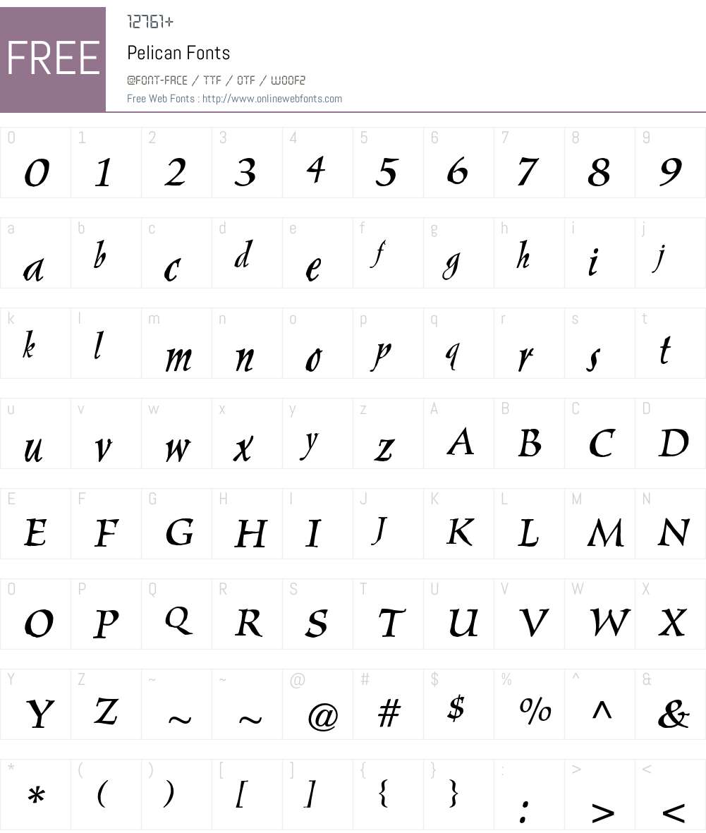 Pelican Font Screenshots