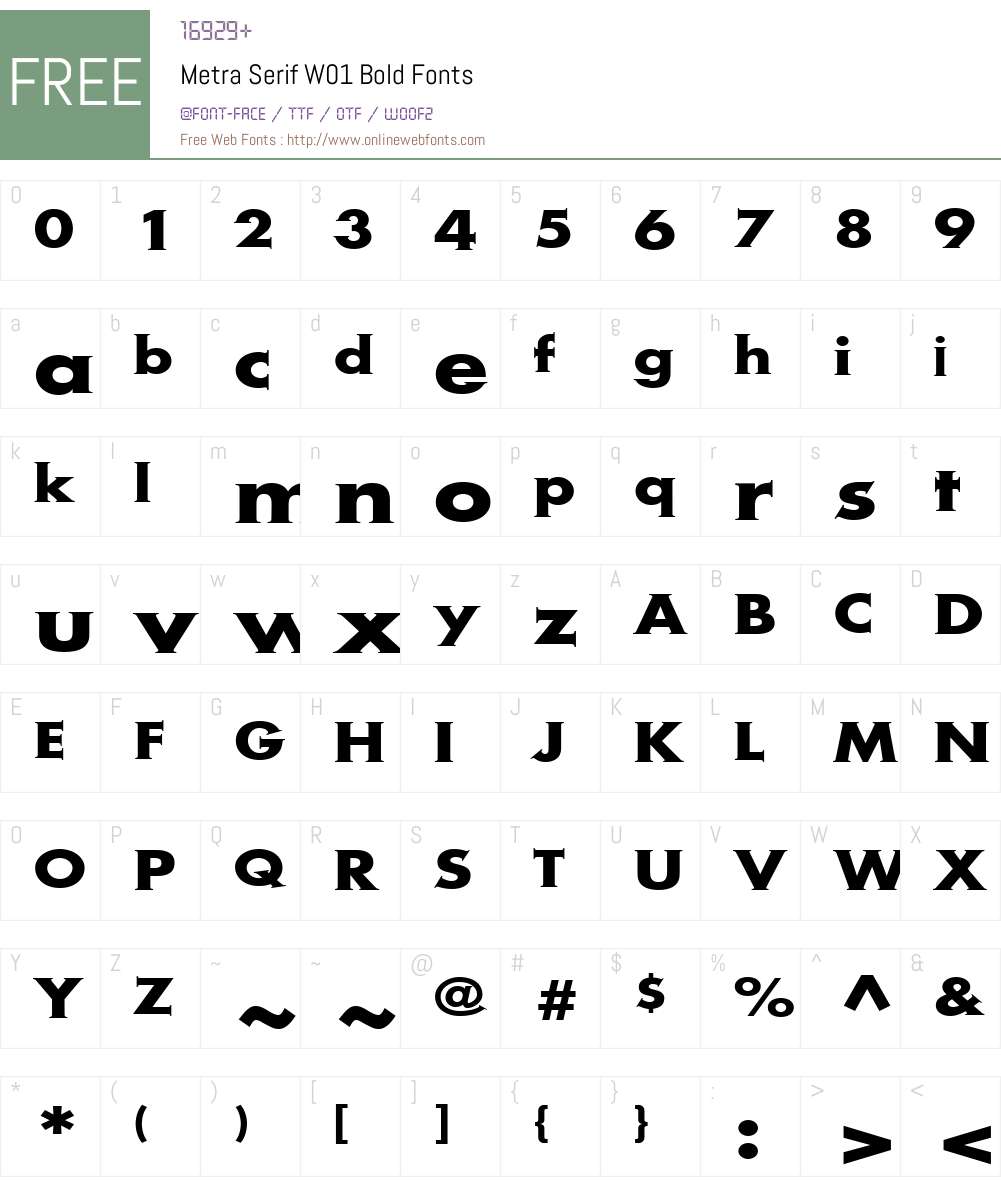 MetraSerifW01-Bold Font Screenshots