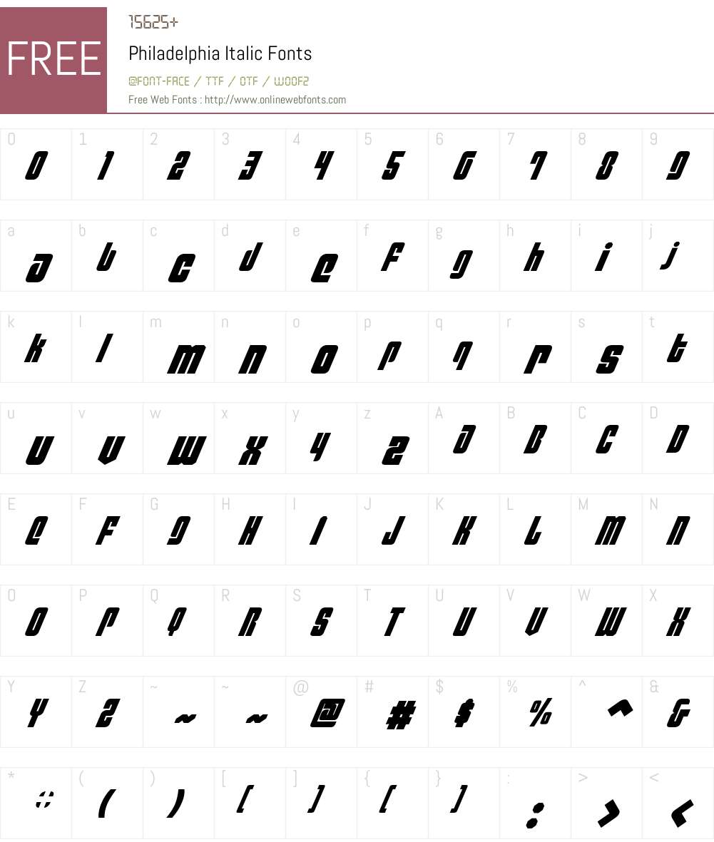 Philadelphia Italic Font Screenshots