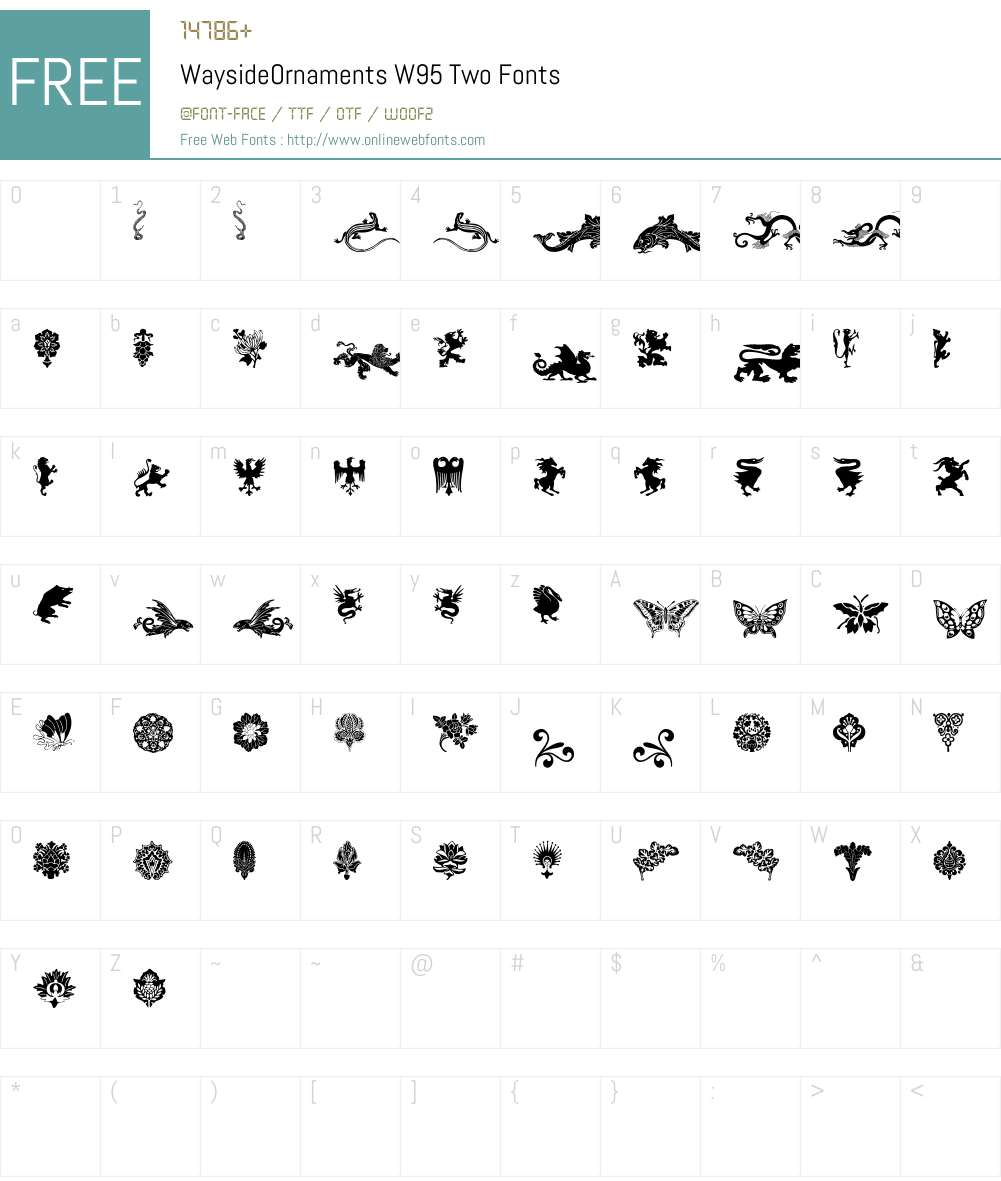 WaysideOrnamentsW95-Two Font Screenshots